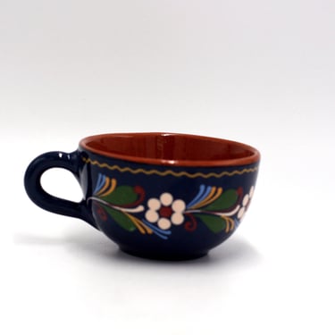 vintage redware hand painted cup 