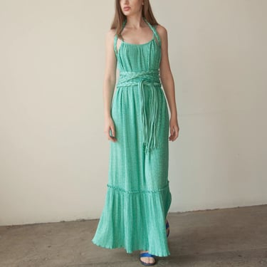 3025d / mary mcfadden seagreen braided grecian dress / s 