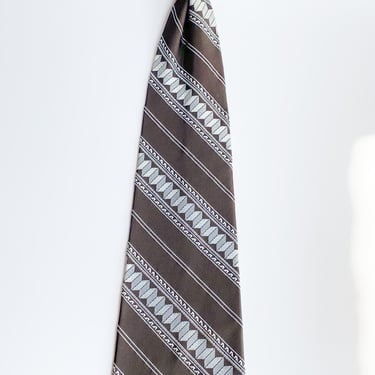 Brown and Silver Clip-On Tie