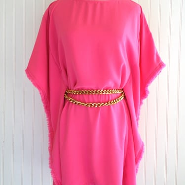 Trina Turk - Neon Pink - Kaftan - Fringe - Mini - Cover Up - Marked size XS 