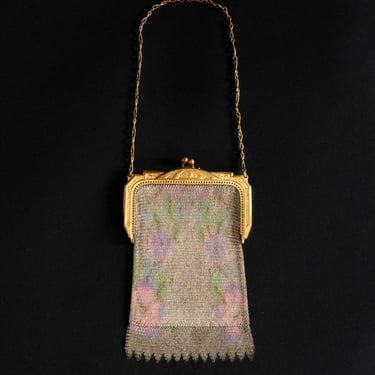 Vintage Victorian Floral Mesh Chain Purse