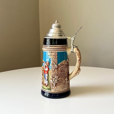 Vintage Original King DGMB Pewter Lidded German Beer Stein 