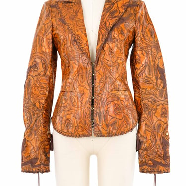 2003 Roberto Cavalli Tooled Leather Blazer