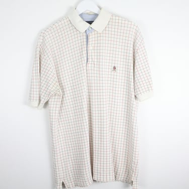 vintage 1990s TOMMY HILFIGER golfing henley oversize streetwear style vintage POLO short sleeve collar shirt -- size large 