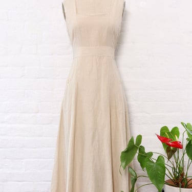 Ecru Silk Linen Tea Dress S/M
