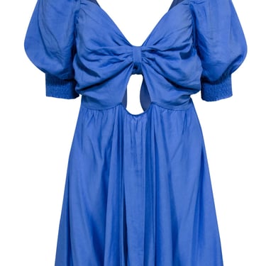 MISA Los Angeles - Blue Tie Back Short Sleeve Dress Sz M