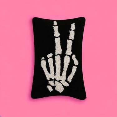 Skeleton Hand Peace Hook Accent Pillow