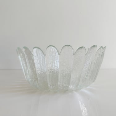 Pilgrim Glass Handblown Textured Floral Ice-Style Bowls USA Vintage 1970s 