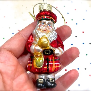 VINTAGE: Glass Christmas Santa Ornament - Mercury Ornament - Christmas Ornaments Holiday Decorations Xmas 