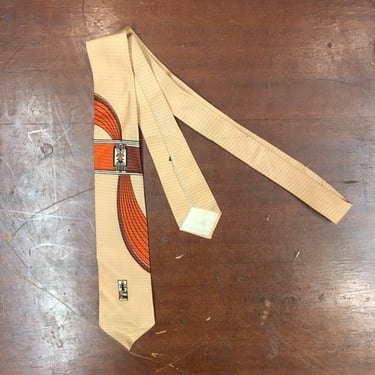 Vintage 1950s Orange and Peach Abstract Print Rockabilly Swing Tie, 1940s Tie, 1950s Tie, Vintage Shirt, Vintage Tie, Vintage Clothing 