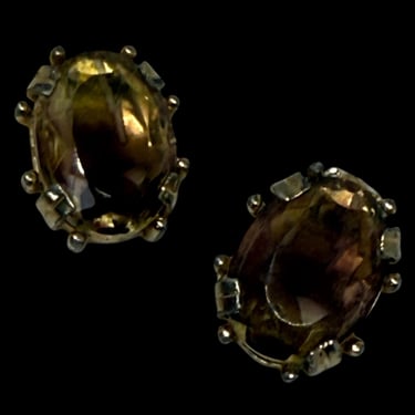 Vintage Ametrine Earrings | Pink & Yellow Faceted Gemstones | Art Deco Style Statement Earrings | Gold-Tone Prong Set | Elegant Gift 