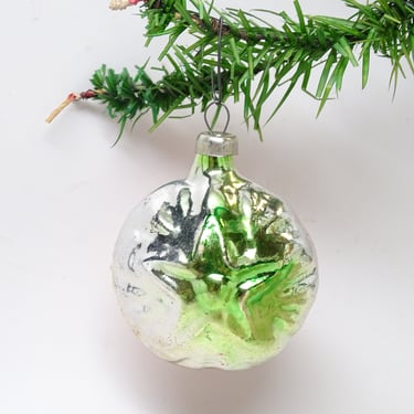 Antique 1950's Russian Hand Painted Mercury Glass Star Christmas Ornament, Vintage Tree Decor 