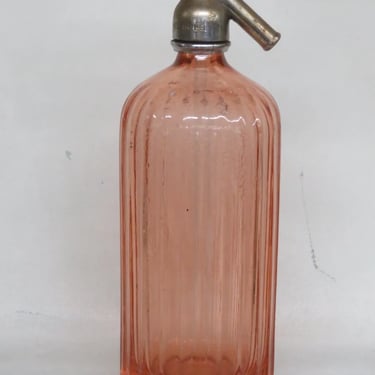 Art Deco Siphon Seltzer Bottle Pink Glass Greenrock Apothecares Lawsons 3738B