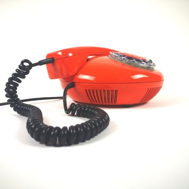 Vintage Tesla Rotary, Telephone 80's,Space Age, Czechoslovskia, Atomic, Orange Rotary Telephone, Retro Telephone, MCM, Vintage Home Decor 