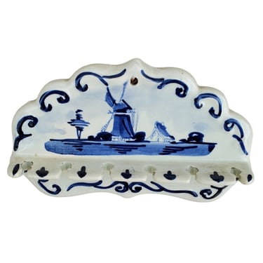Blanuw Delft Windmill Holland Blue Porcelain Hanging 6 Slot Spoon Holder M6 