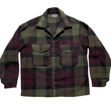Vintage 1960s PENDLETON Wool Flannel Shirt-Jacket ~ M ~ Shadow Plaid ~ Work Wear / Hunting ~ Overshirt ~ 