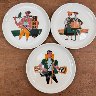 Vintage Landert (3) Fondue Plates | Moritz Kennel | 5019/161 5019/162 5019/163 