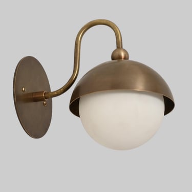 MCM Style Brass and Glass Wall Sconce 