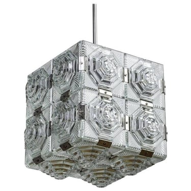 Midcentury Cube Form Pendant Ceiling Fixture 