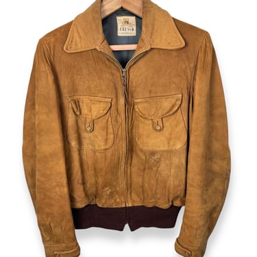 Vintage 1940s CRESCO Leather Jacket ~ size 40 ~ Nubuck / Suede ~ Ricky / Cossack / Western ~ Work Wear ~ Sportswear 