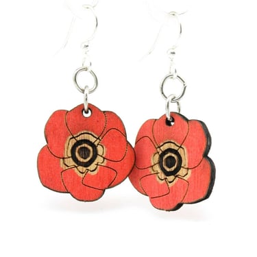 California Poppy Wood Earrings