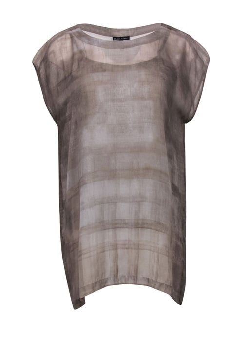Eileen Fisher - Grey Marbled Cap Sleeve Silk Tunic Sz XS