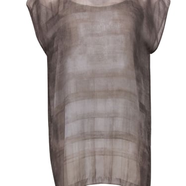 Eileen Fisher - Grey Marbled Cap Sleeve Silk Tunic Sz XS