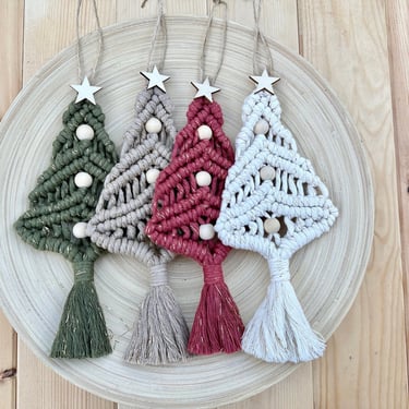 TREE | Ornament Macramé | Sparkle Christmas Mini Hanging | Boho Modern Decor Retro 