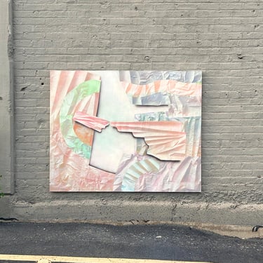 1980’s Massive 5’ by 4’ Oil & Spray on Stretched Canvas by Felipe Carrion. Free Nationwide Shipping. 
