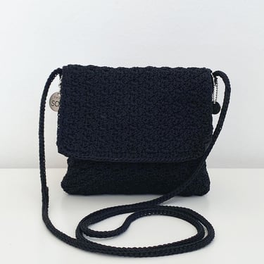 Black Knit Mini Crossbody Bag
