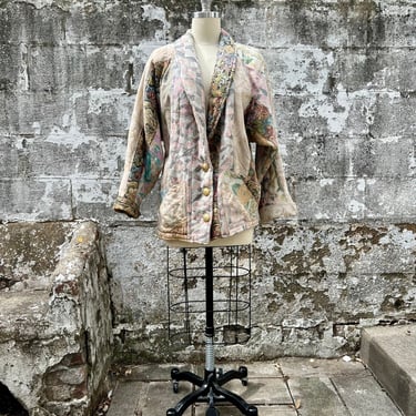 1980s Patchwork Pastel Tapestry Jacket 