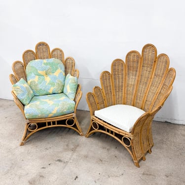 Rattan Fanback Flower Chair Set *MESSAGE US for shipping quote* 