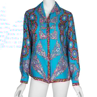 Emilio Pucci Vintage 1960s Psychedelic Gem Print Silk Shirt