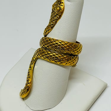 Large Coiled Goldtone Snake Ring