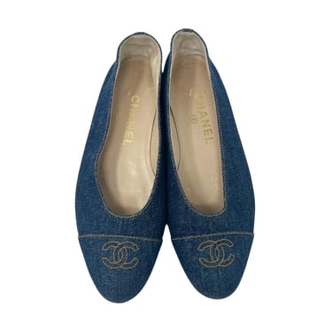 Chanel Denim Embroidered Flats