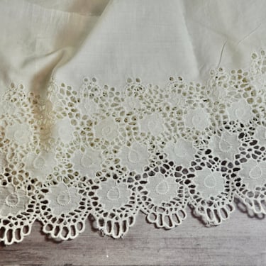 Exceptional Flounce Border Hand Embroidered Whitework 80" L X 9.50" W Collectible Hem Flounce Handmade Lace RARE Costume Trim or Sewing Trim 