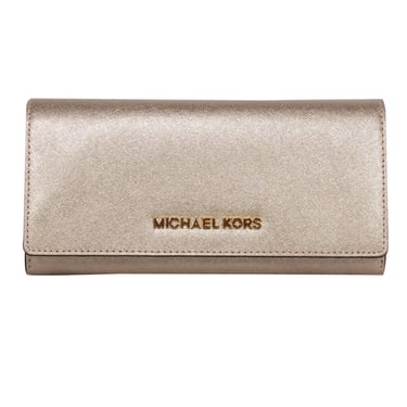 Michael Kors - Gold Saffiano Leather Long Wallet