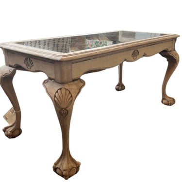 Belgian oak and glass coffee table