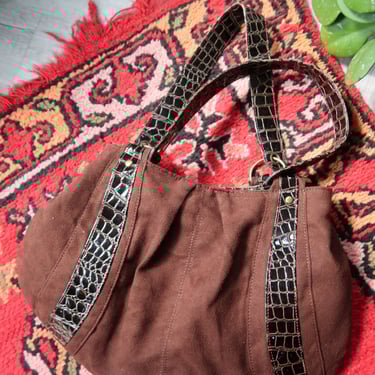 Vintage 2000s Faux Suede Hobo Slouchy Bag