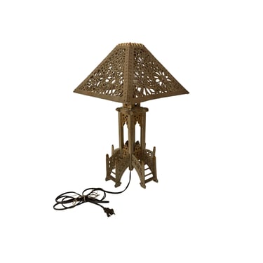 Vintage Asian Inspired Folk Art Lamp 
