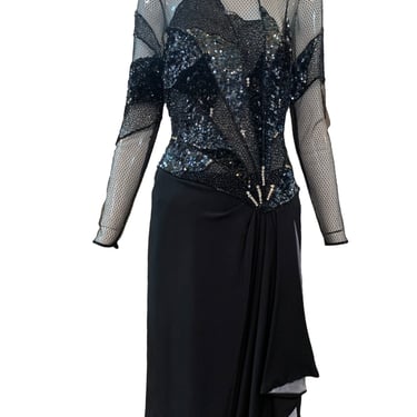 Paul Louis Orrier Black Beaded Cocktail Dress