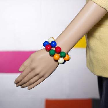 Vintage 1960s Mod Colorful Bead Bracelet 