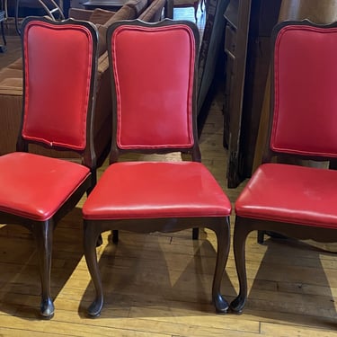 High Back Red Vinyl Dining Chair