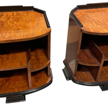 Pair of Art Deco Burlwood Night Stands or End Tables
