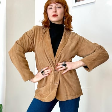 Vintage 1970s Blazer / 70s Gianni Versace Slouchy Suede Blazer / Brown ( S M L ) 