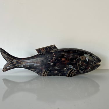 Maitland Smith Tessellated Horn and Brass Fish Sculpture 