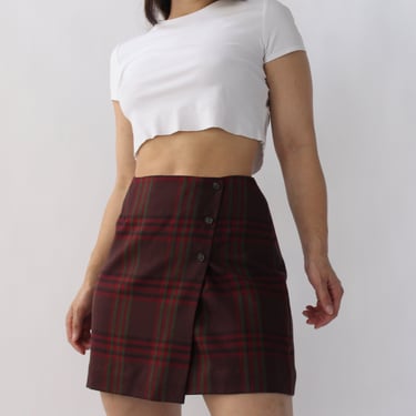 90s Mulberry Wool Wrap Skirt - W27