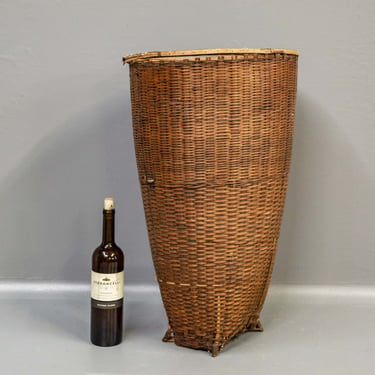 Vintage Large Asian Hand Made Wicker Pack Basket