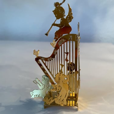 Vintage Danbury Mint Christmas Ornament Gold Plated Angels Harp Music | 1994 Gold Plated Danbury Mint Ornament | Angel & Harp Ornament 