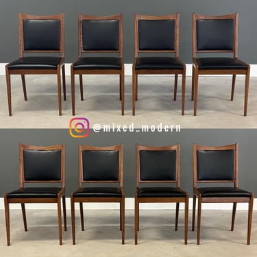 Danish Modern Black Dining Chairs - Set of 8 